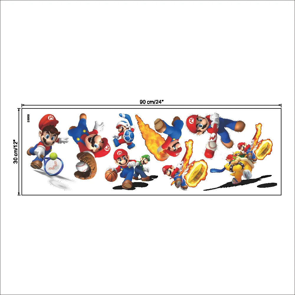 stickers muraux 3d super mario personnages cartoon bleu rouge vert jaune