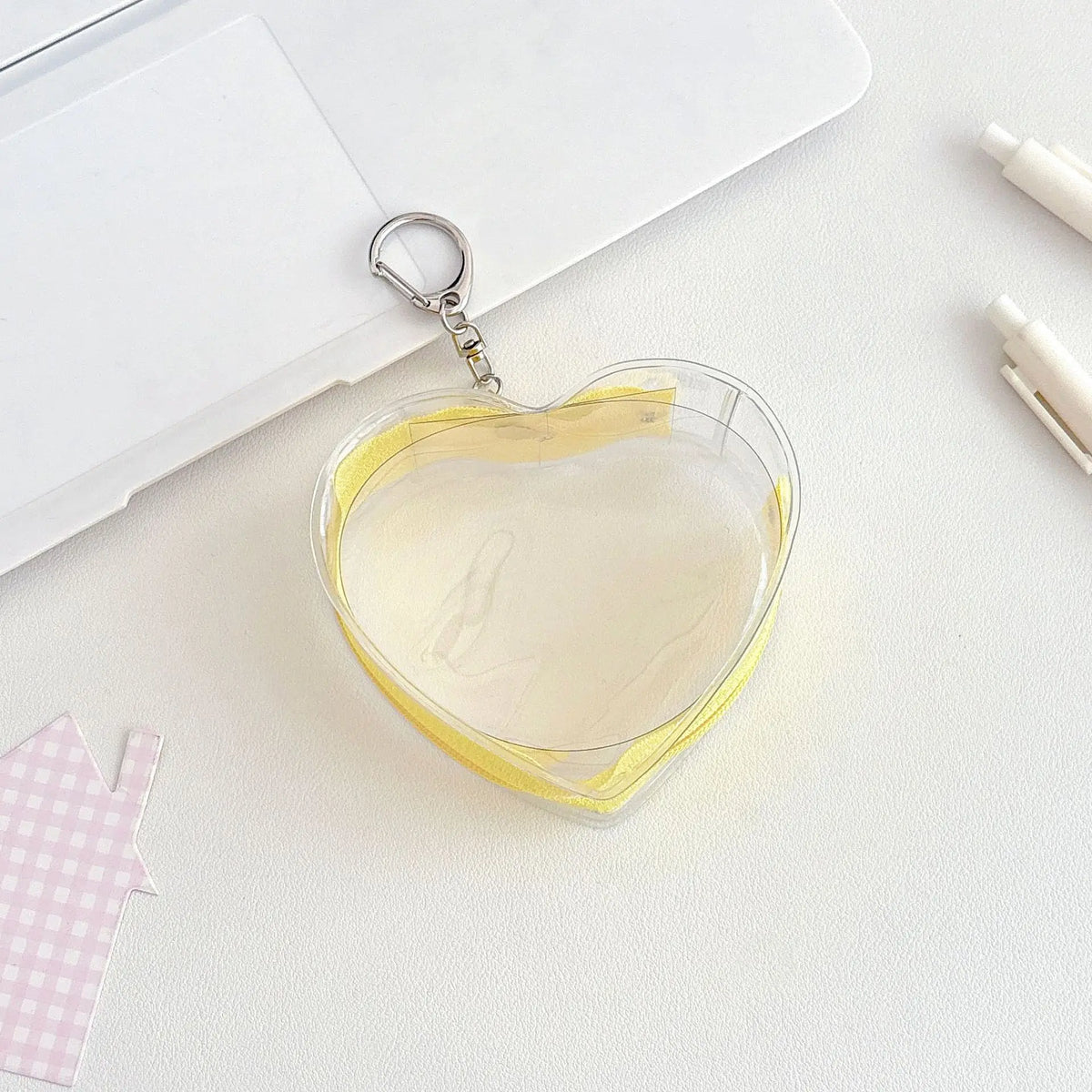 boîte transparente pvc marbrée coeurs plastique anneau métallique rangement poupées couleurs transparentes moderne minimaliste