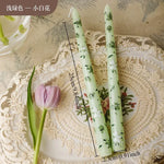 Bougies coniques peintes fleurs vert clair blanc rose violet bleu clair sans flamme aromathérapie