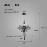 suspension lumineuse or noir contemporain minimaliste ampoule led intégrée fixation câbles métal superposé