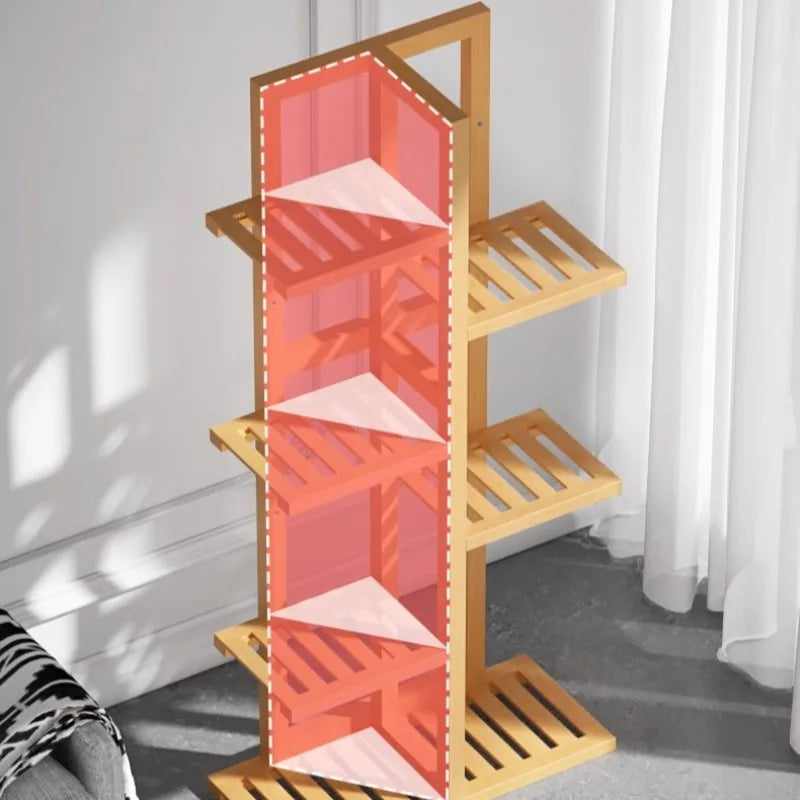 étagère moderne multi niveaux bois naturel pots plantes balcon salon minimalistestyle