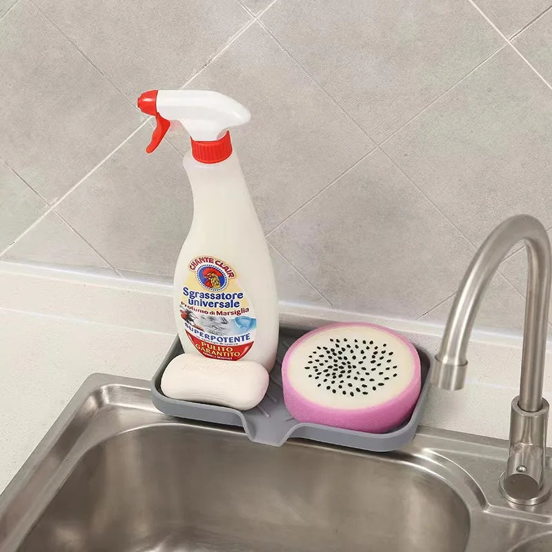 support vaisselle silicone gris moderne organisation vaisselle ustensiles cuisine brosse détergent verres utilitaire
