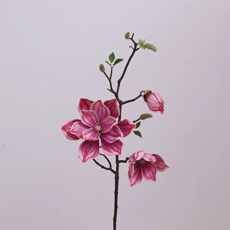 décoration intérieure branche magnolia artificielle fleurs rose blanches naturel salon maison événements