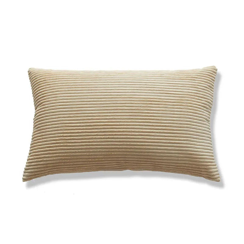 coussin velours rayé marron clair simple imperméable respectueux environnement 30x50cm maison