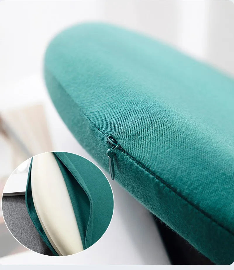 coussin rond polyester fibre massage doux moderne vert bleu clair gris rose 30 35