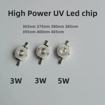 puce led ultraviolet haute puissance 3w 5w 395nm lampe électronique blanche ronde