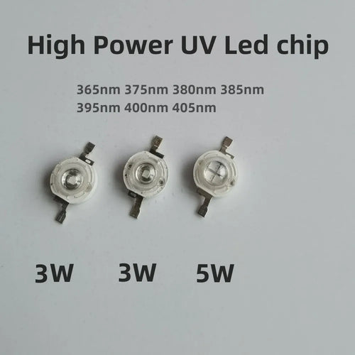puce led ultraviolet haute puissance 3w 5w 395nm lampe électronique blanche ronde