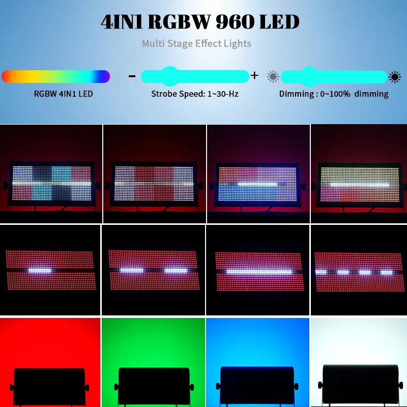 projecteurs led strobe rgbw 960 diodes 250w moderne spectacle discothèqueévénementiel