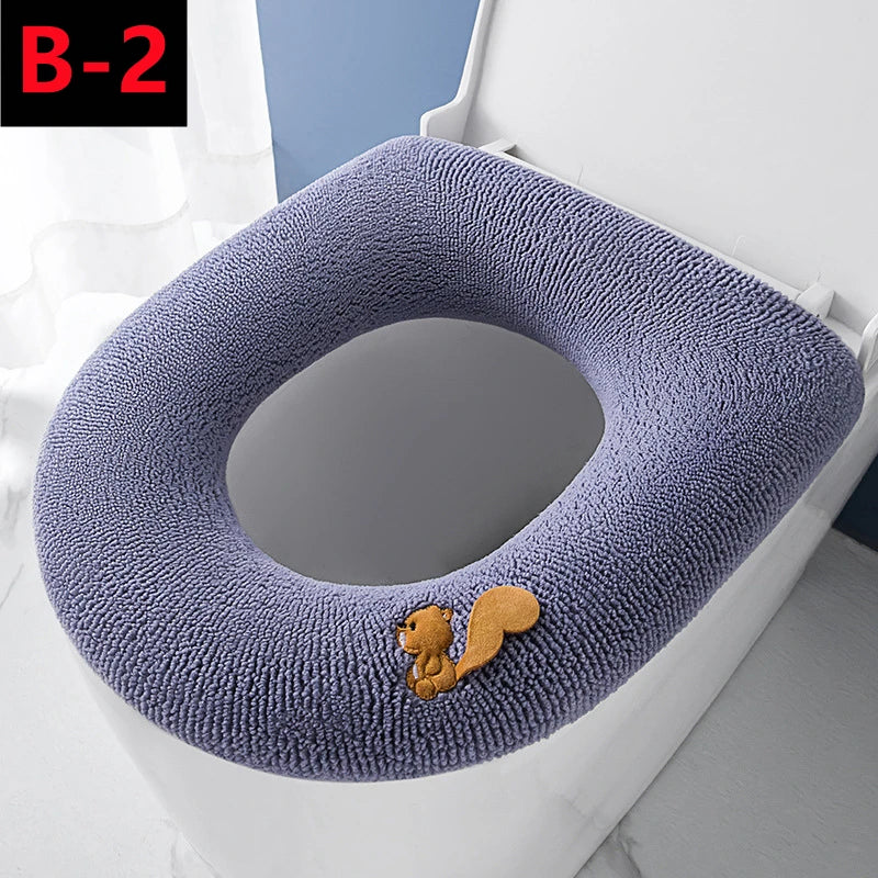 couvre siège toilette violet orange rose bleu microfibre douce adhésif motifs animaux écureuil castor