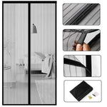 rideau porte magnétique noir maille fine moderne anti insectes pliable polyester