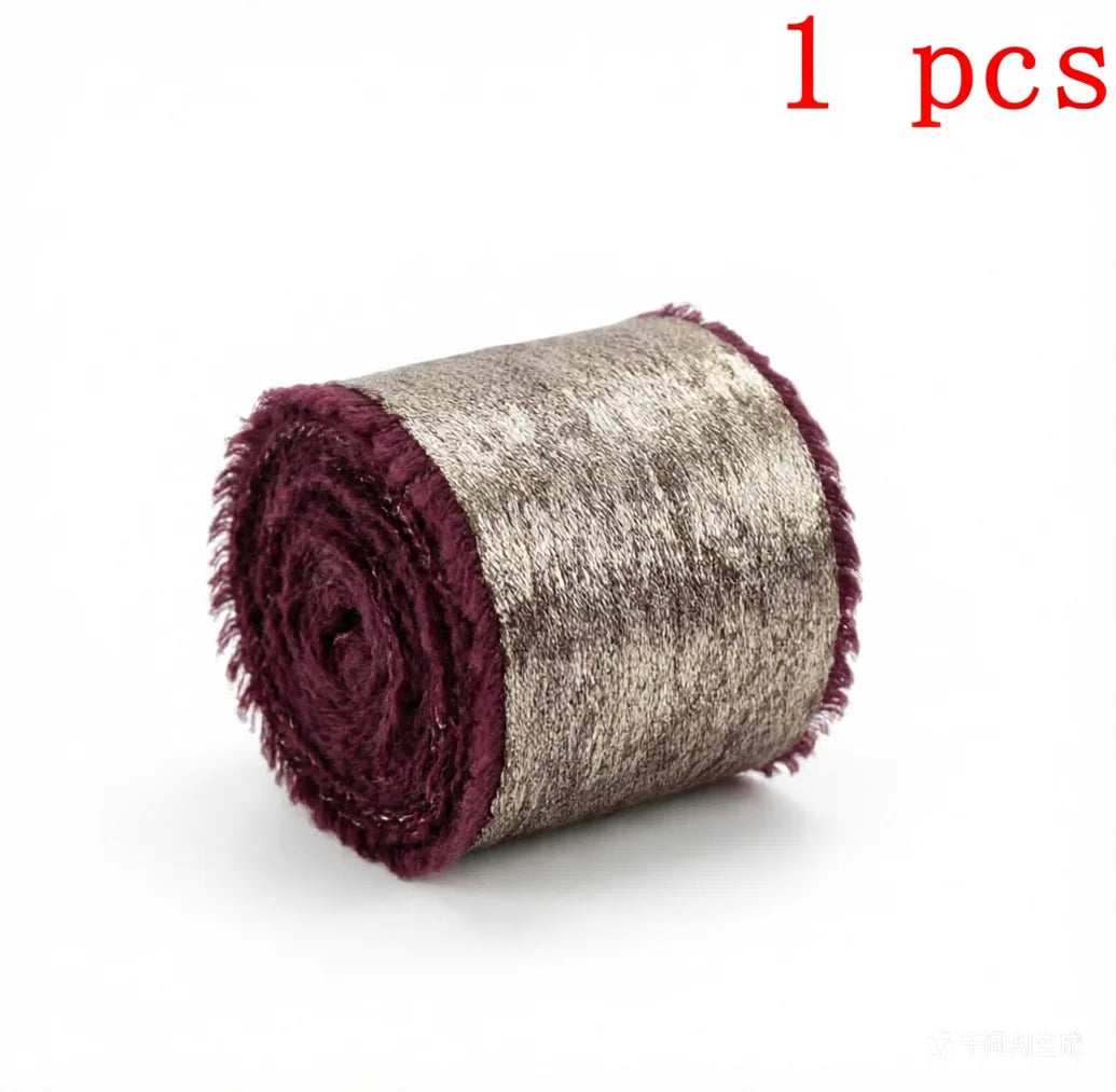 ruban satiné bord effiloché 5mètres polyester largeur 4.5cm couleurs rose rouge gris noir bleu