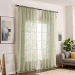 rideaux bohèmes floral vert pâle blanc dentelle chambre translucides vintage decoration intérieure