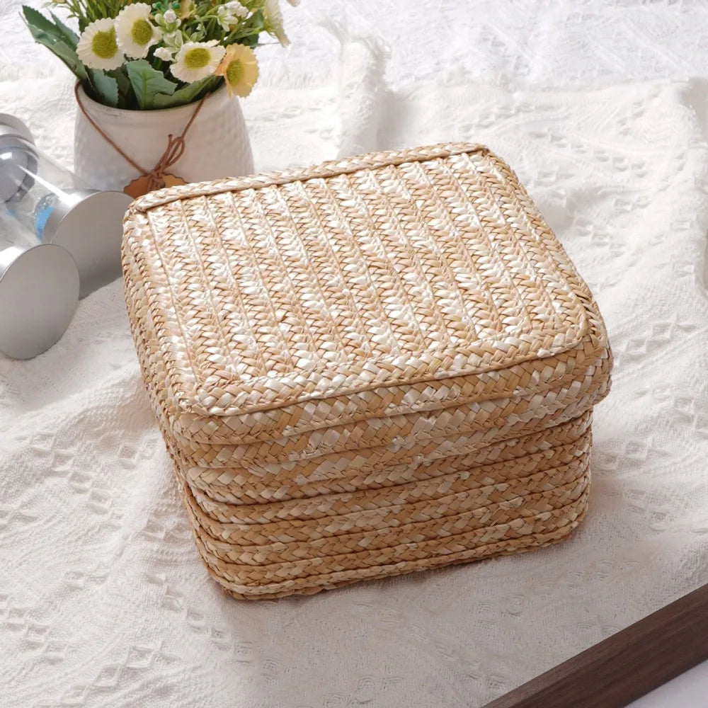 paniers rangement tissage spirale rustique couleur naturelle boîte rangement réutilisable respectueux environnement différents