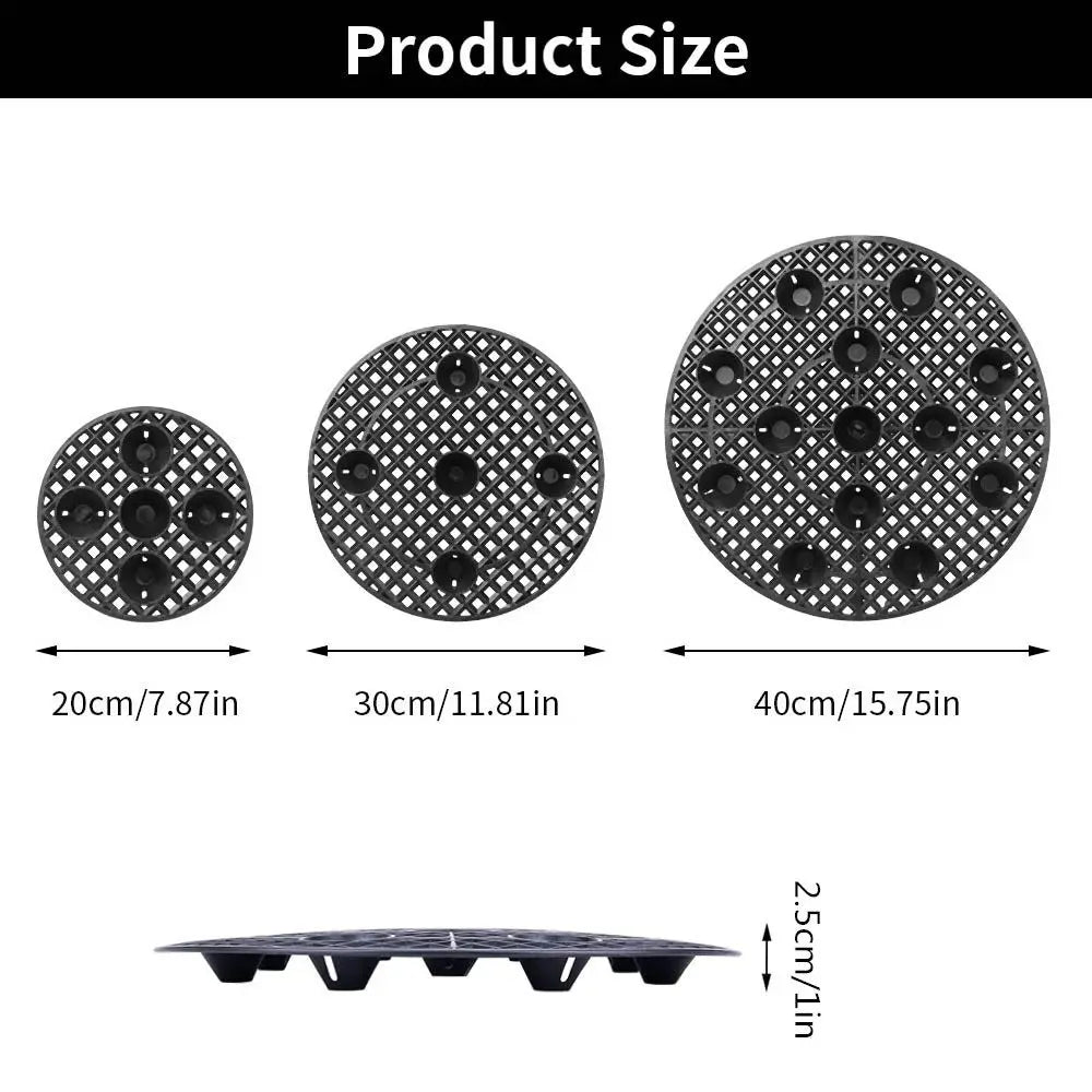 plateau antichute plantes structure nid abeille moderne noir diamètre 20cm 30cm 40cm