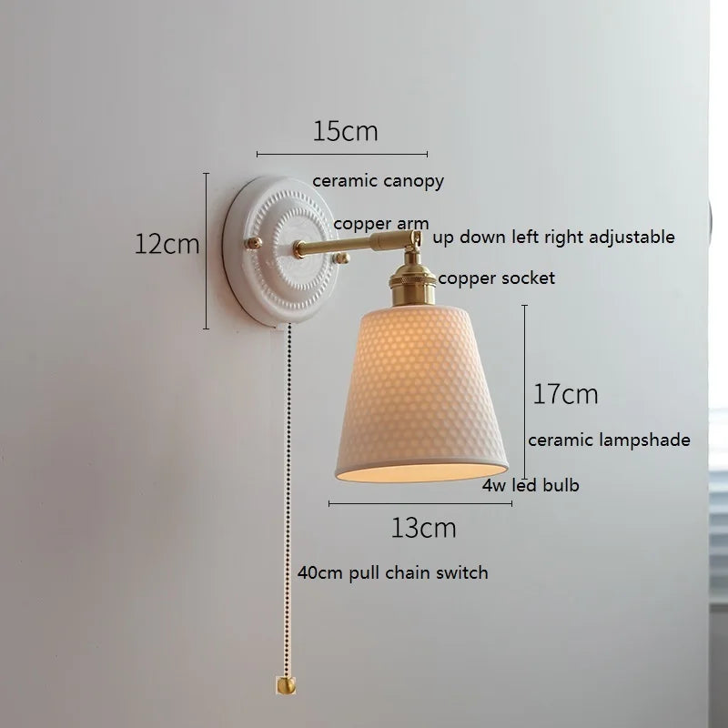 lampe murale moderne blanc doré interrupteur chaîne coquille motif lune soleil chambre cuisine