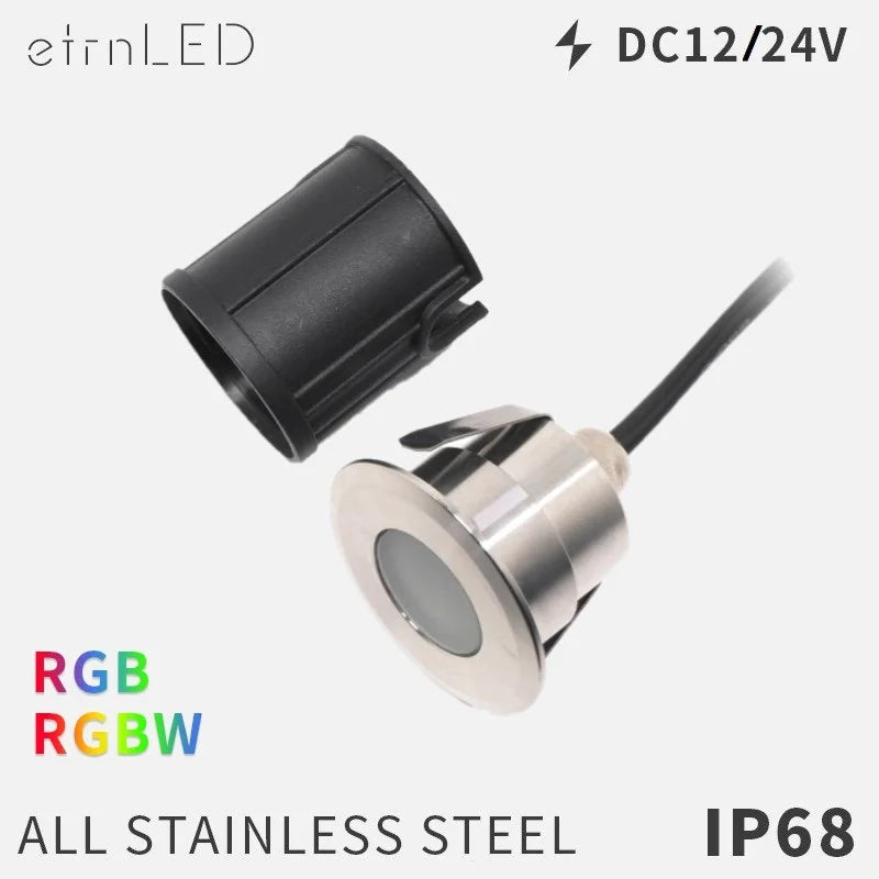Spot LED jardin étanche IP68 noir argenté moderne câble 12V 24V RGB