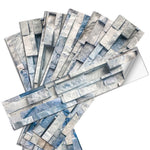 autocollants escalier bois vieilli adhésifs rustiques vintage 7pièces brun bleu