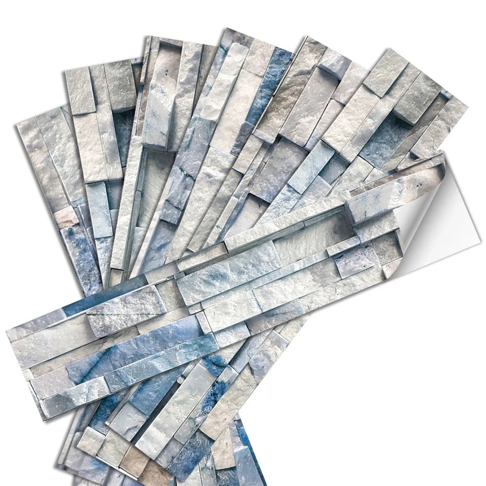 autocollants escalier bois vieilli adhésifs rustiques vintage 7pièces brun bleu