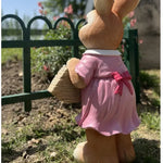 décoration extérieure figurine lapin bienvenue panneau fleurs coccinelle champêtre charmant résine