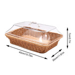 panier marron clair tressé couvercle plastique transparent poignée classique respectueux environnement