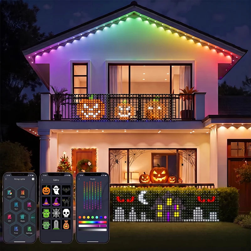 guirlandes led modulables multicolores pixel art motifs variés app contrôlables waterproof ip65