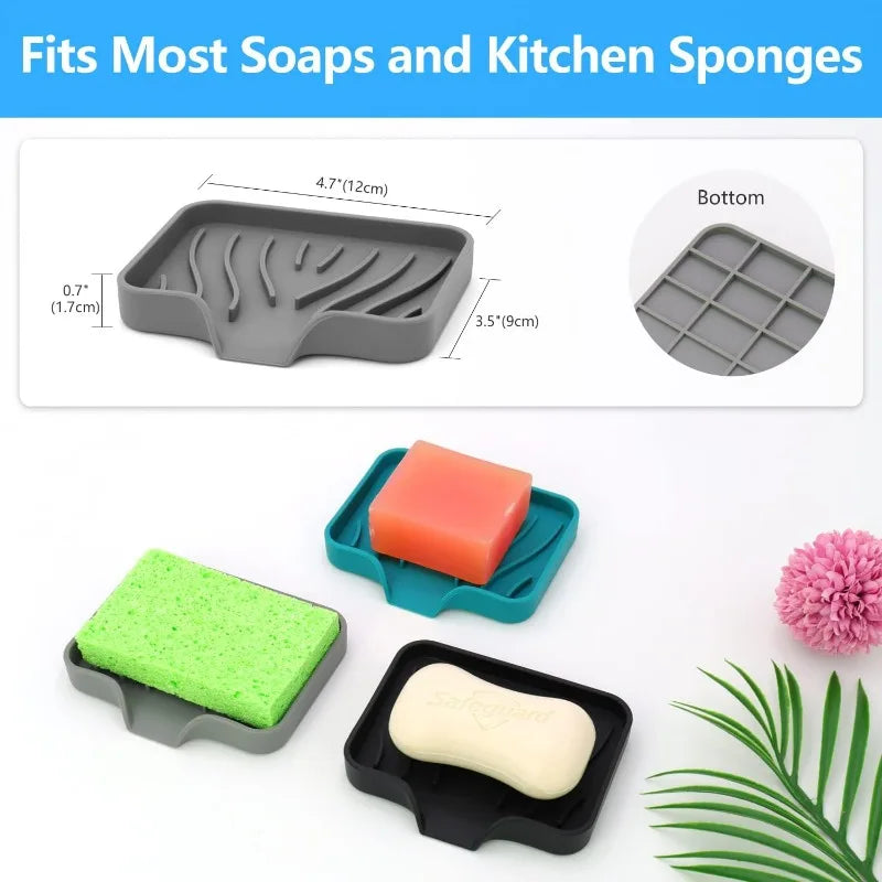support savon silicone gris bleu rayures modernes facile nettoyer salle bain cuisine