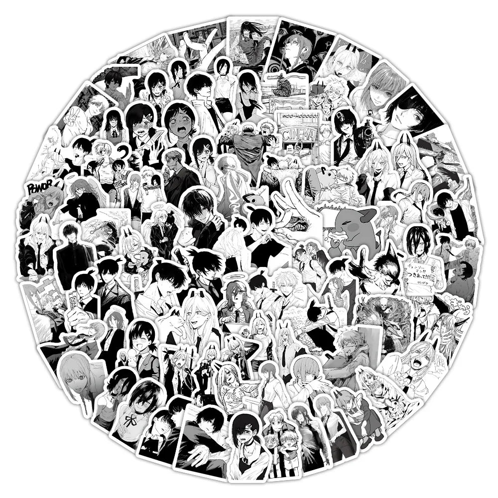 sticker kawaii noir blanc animaux personnages adhésif waterproof détachable journal scrapbookDecoration DIY craftCartoon