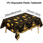 nappe table ramadan islamique motifs dorés étoiles lanternes fleurs İslam deco fête İslamique