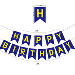 guirlande fanions happy birthday bleu rose noir gris vert turquois festif anniversaire enfant mariage