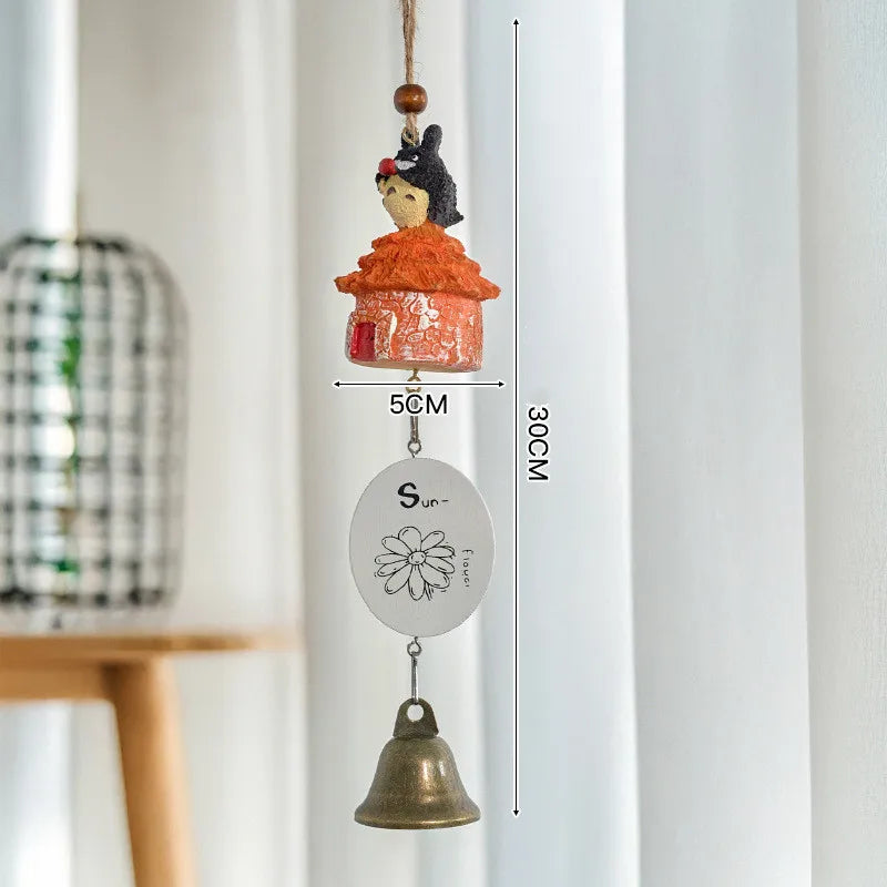 ornements résine cloches jardin japonais totoro animal compagnie motifs bois opaque artisanal