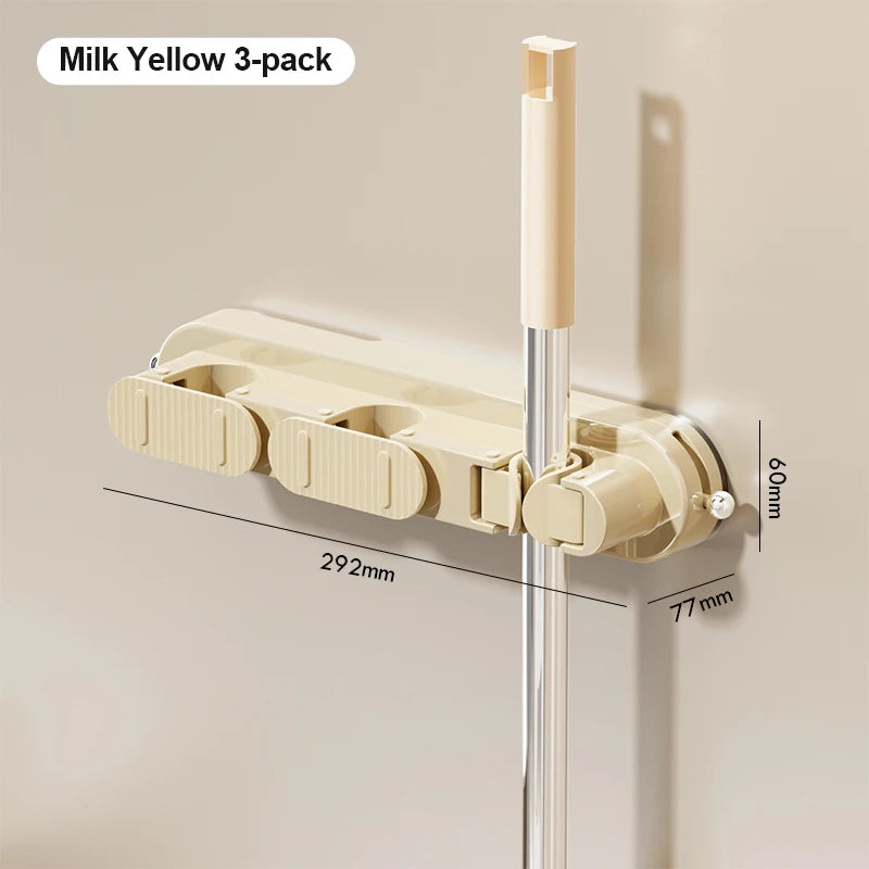 porte balai mural moderne clips fixation balai poignée brosse papier toilette gris beige blanc