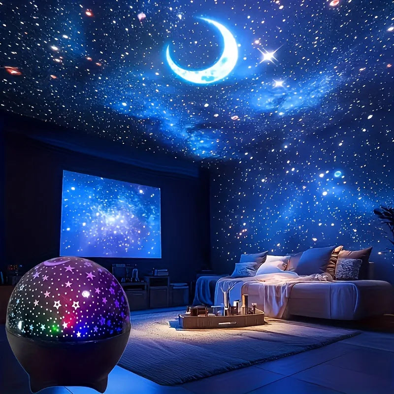 projecteur nuit étoiles lune modes veilleuse led colorée usb chambre enfants deco fete galaxie