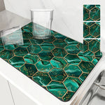 tapis cuisine absorbant rapide marbre vert géométrique moderne élégant polyesters respectueux environnement