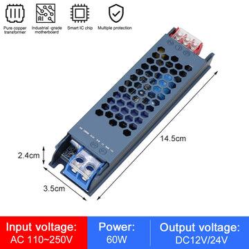 alimentation électrique transformateur basse tension bande led 12v 24v 500w ultra mince