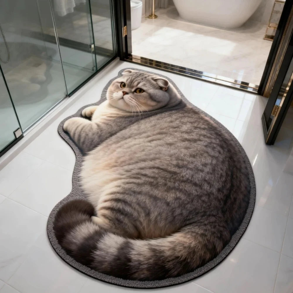 tapis chat motif gris beige orange noir absorbant rapide doux antidérapant polyester maison