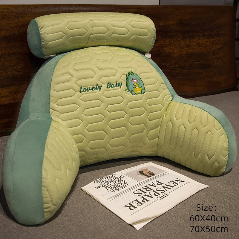 oreiller lecture concave polyester coton imprimé animaux motifs géométriques gris bleu jaune vert moderne