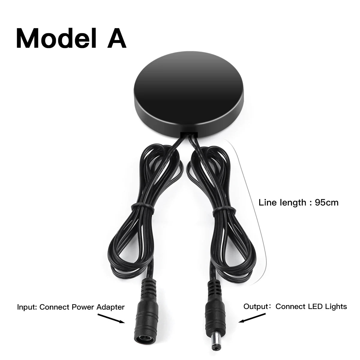 interrupteur tactile blanc noir rond lisse moderne adhésif câble connecteur 52mm 7mm touch dimmable