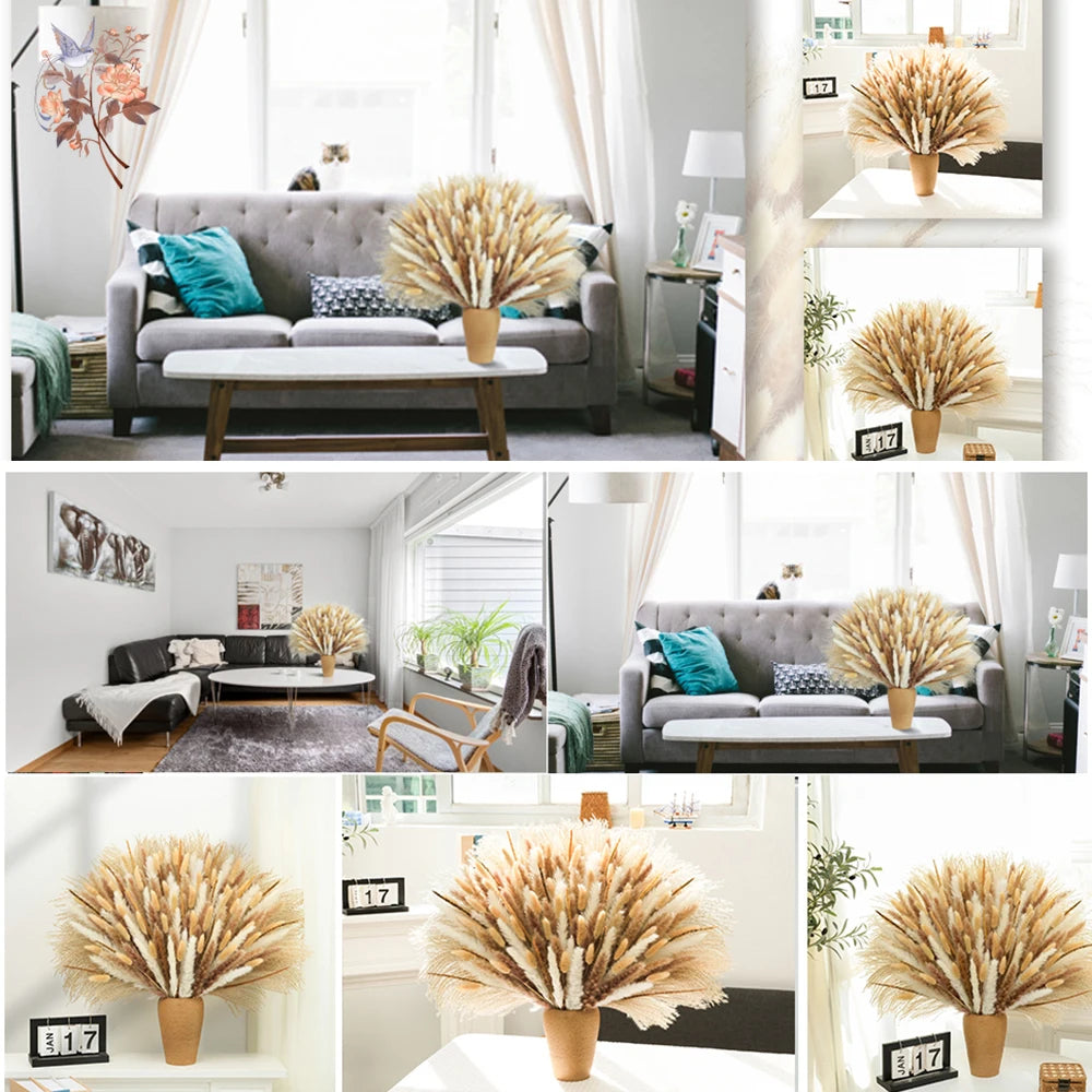 décoration maison bouquet dried flowers naturelles pampas beige rustique vase