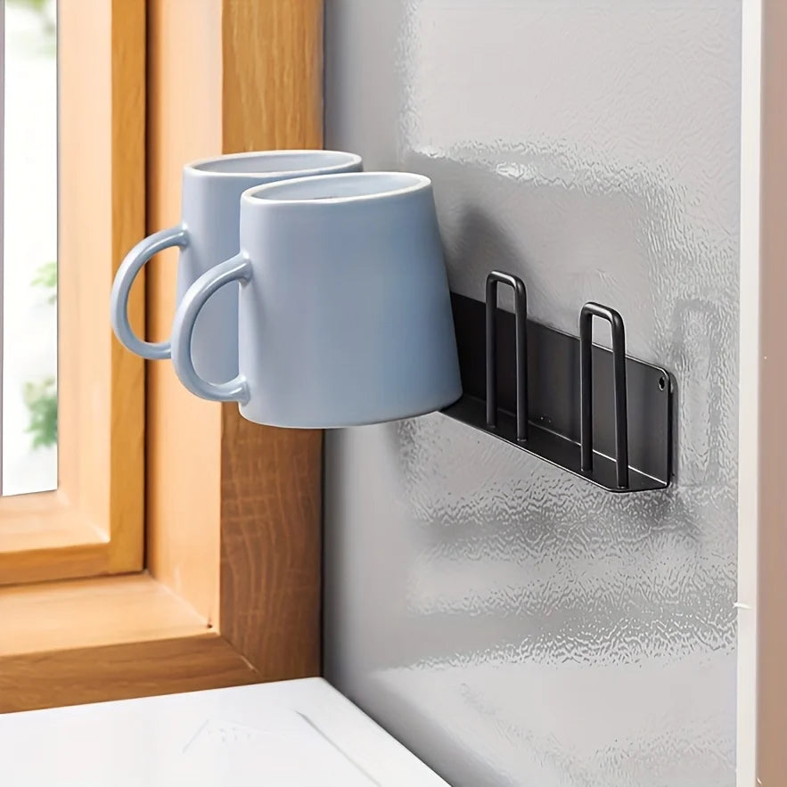 porte verres mural acier inoxydable gris vis moderne cuisine réutilisable fixations incluses