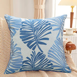 housse coussin carré feuilles palmier polyester coton moderne bleu vert gris rouge nouvelle année