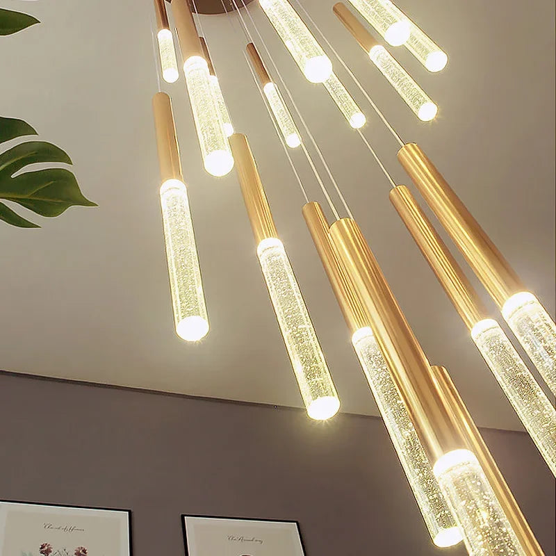 suspension lumineuse moderne or blanc brillantes élégante verre fixée chaînes