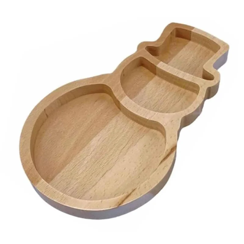 assiette compartiments bois moderne grain visible opaque noël minimaliste