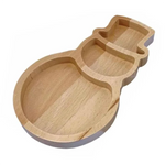assiette compartiments bois moderne grain visible opaque noël minimaliste