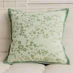 housse coussin carrée jacquard motif floral vert beige gris décoration salon chambre moderne chic