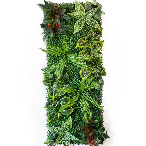 panneau végétal mural décoratif fleurs artificielles feuilles vertes mousse jardin extérieur