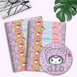 tissu imprimé my melody coeurs léopard coton polyester beige rose bleu violet cartoon
