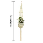 support plante suspendue macramé boho panier blanc noeuds réguliers artisanal pot fleuri
