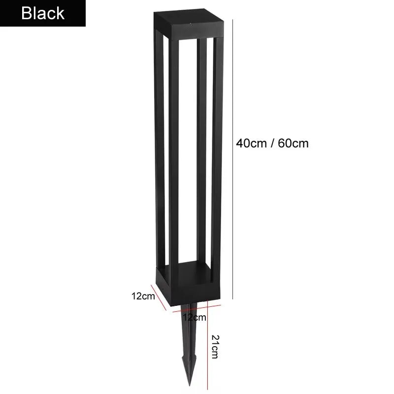 lampe extérieure led moderne noir gris rayures verticales ip65 12x12cm 60cm 40cm