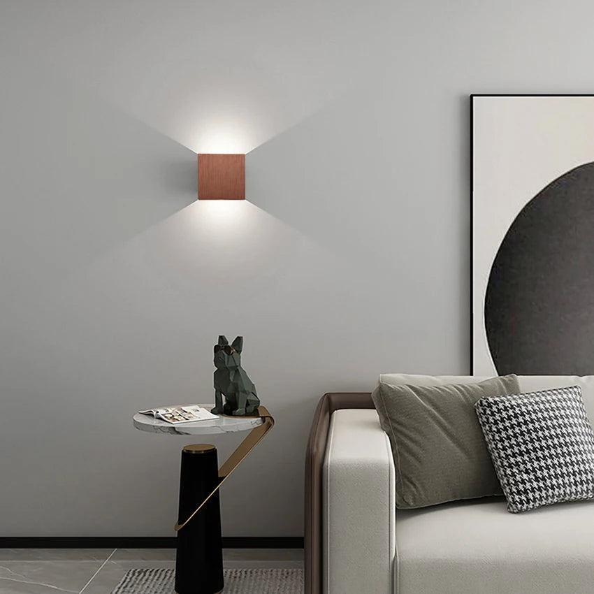 applique murale moderne 6W LED 90 260V aluminium bois naturel doré fixée mur