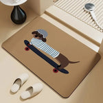 tapis sol antidérapant imperméable moderne rayures chien cartoon bienvenue maison européen américain